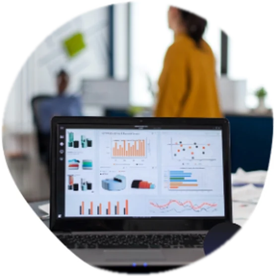 Laptop with example analytics display (not MTDM performance results)