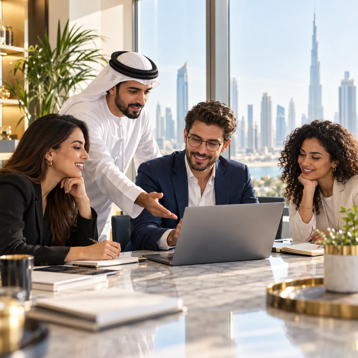 MTDM team collaborating during a strategy meeting in Dubai